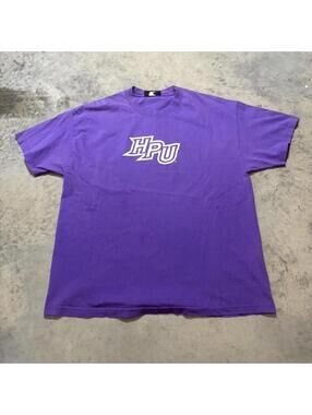 Vintage Y2K High Point University HPU Purple College Tee Shirt XL